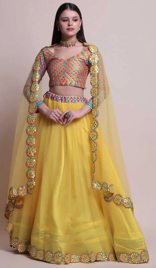 Multi Color Net Fancy Evening Wear Lehenga Choli - 4449154605