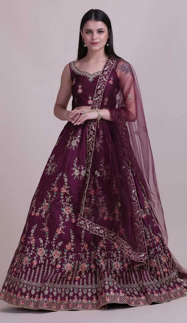 Magenta Color Taffeta Silk Fancy Evening Wear Lehenga Choli - 4449154612