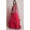 Brick Red Color Net Fancy Evening Wear Lehenga Choli - 4449154616