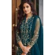 Teal Blue Color Pure Butterfly Net Sequence Work Heavy Party Wear Suit- 4458154743