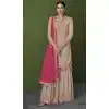 Beige Color With Embroidery Work  Faux Georgette Party Wear Palazzo Suit - 4474154852