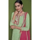 Pista Green Color With Embroidery Work Faux Georgette Party Wear Palazzo Suit - 4474154853