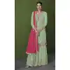 Pista Green Color With Embroidery Work Faux Georgette Party Wear Palazzo Suit - 4474154853