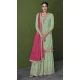 Pista Green Color With Embroidery Work Faux Georgette Party Wear Palazzo Suit - 4474154853