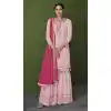 Baby Pink Color With Embroidery Work Faux Georgette Party Wear Palazzo Suit - 4474154854