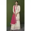 White Color With Embroidery Work Faux Georgette Party Wear Palazzo Suit - 4474154855