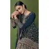 Sea Blue Embroidery Work Georgette Pakistani Style Palazzo Salwar Kameez -4475154861
