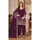 Wine Color Embroidery Work Art Silk  Punjabi Style Salwar Kameez - 4482154898