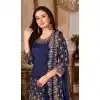 Blue Color Embroidery Work Art Silk Punjabi Style Salwar Kameez - 4482154899