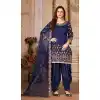 Blue Color Embroidery Work Art Silk Punjabi Style Salwar Kameez - 4482154899