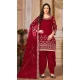 Maroon Color Embroidery Work Art Silk Punjabi Style Salwar Kameez - 4482154900