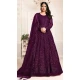 Wine Color Net Sequence Work Party Wear Long Gown Dresses - 4483154903