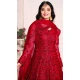 Red Color Net Sequence Work Party Wear Long Gown Dresses - 4483154904