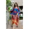 Navy Blue Color Pure Gaji Silk Bandhani Digital Print Party Wear Kaftan Kurti -4485154911