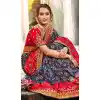 Blue and Red Color Dola Silk Stone Work Traditional Designer Wear Saree -4499154985