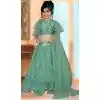 Dark Sea Green Color Embroidered Net Party Wear Kids Girl Lehenga Choli -4466154821