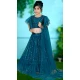 Prussian Blue Color Embroidered Net Party Wear Kids Girl Lehenga Choli -4466154822