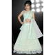 Mint Green Color Net Lucknowi Work Party Wear Kids Girl Lehenga Choli  -4467154825