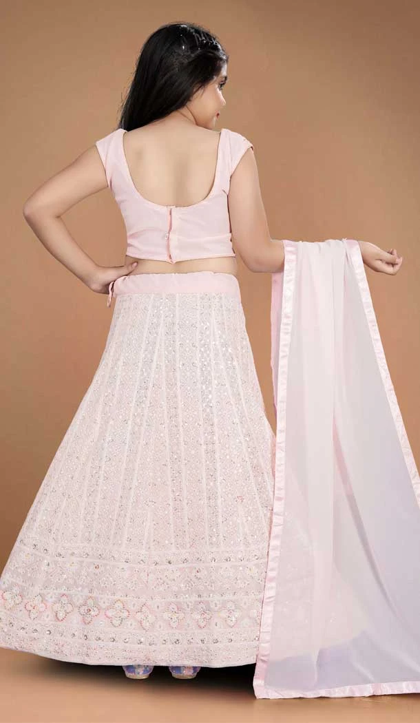 Light Pink Heavy Fox Georgette Kids Girls Party Wear Lehenga Choli -4470154837