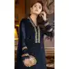 Navy Blue Embroidery Work Faux Georgette Evening Wear Churidar Suit -4491154949