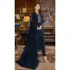 Navy Blue Embroidery Work Faux Georgette Evening Wear Churidar Suit -4491154949