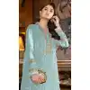 Sky Blue Color Embroidery Work Faux Georgette Evening Wear Churidar Suit -4491154952