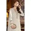White Color Embroidery Work Faux Georgette Evening Wear Churidar Suit -4491154953