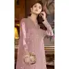 Pink Color Embroidery Work Faux Georgette Evening Wear Churidar Suit -4491154954