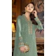 Pista Green Color Embroidery Work Faux Georgette Evening Wear Churidar Suit -4491154955