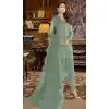 Pista Green Color Embroidery Work Faux Georgette Evening Wear Churidar Suit -4491154955