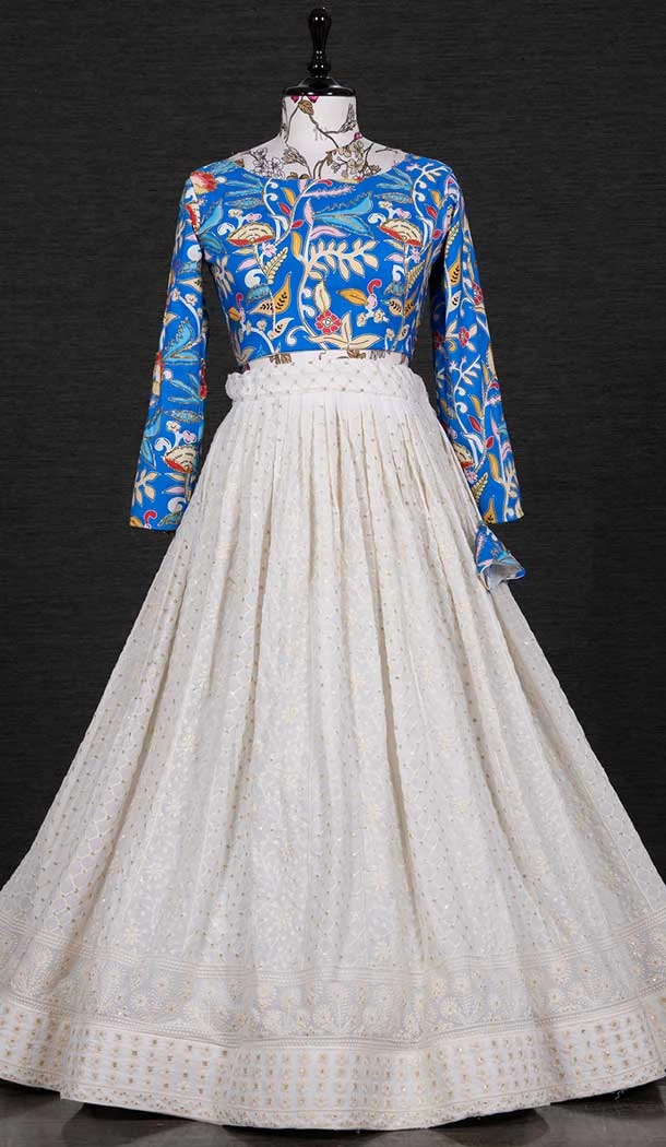White Color Georgette Embroidery Work Readymade Women Lehenga Choli -4504155030