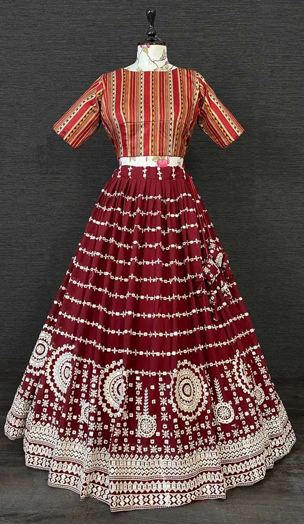 Faul Red Color Georgette Readymade Women Lehenga Choli -4504155037