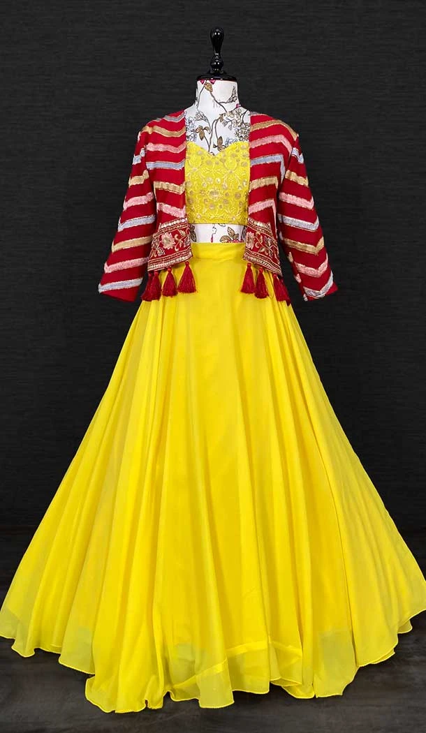 Yellow Color Georgette Embroidery Work Readymade Women Lehenga Choli -4504155041