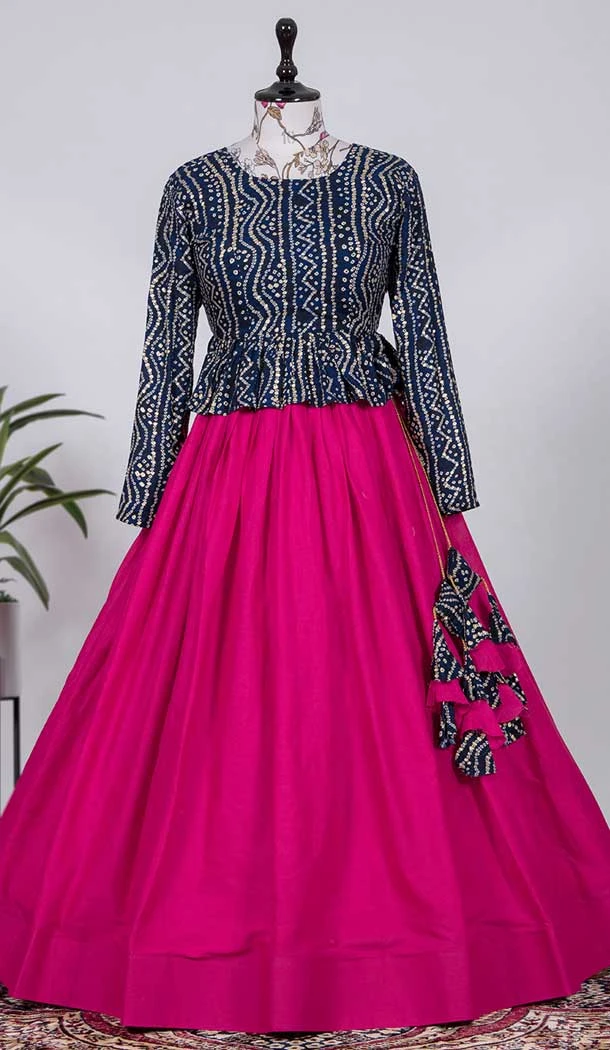 Hot Pink Color Pure Cotton Readymade Women Lehenga Choli -4504155048