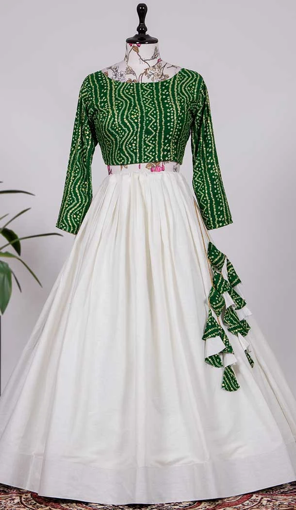 White Color Pure Cotton Readymade Women Lehenga Choli -4504155050