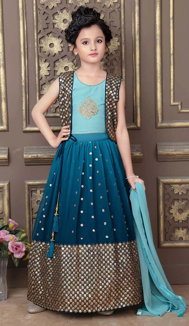 Rama Color Georgette Embroidery Work Designer Girls Wear Lehenga Choli -4477154872