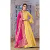 Yellow Color Art Silk Gown Style Readymade Party Salwar Kameez -4511155087