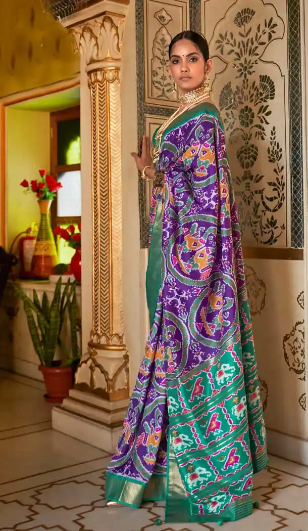 Purple Color Silk Patola Work Casual Party Wear Saree Blouse -4516155132
