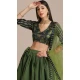 Mehendi Color Taffeta Silk Floral Print Traditional Party Wear Lehenga Choli - 4517155144