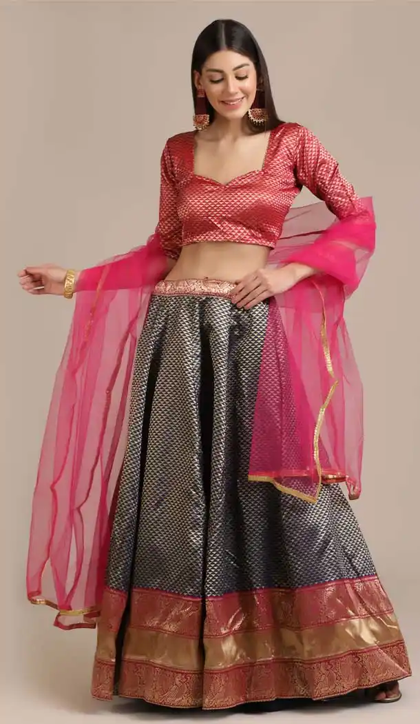 Beautiful Blue Color Jacquard Gold Woven Work Traditional Party Wear Lehenga Choli - 4517155152