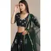 Pretty Black Color Crepe Floral Print Work Traditional Party Wear Lehenga Choli - 4517155156
