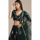 Pretty Black Color Crepe Floral Print Work Traditional Party Wear Lehenga Choli - 4517155156