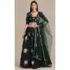 Pretty Black Color Crepe Floral Print Work Traditional Party Wear Lehenga Choli - 4517155156