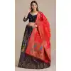 Navy Blue Color Jacquard Gold Woven Work Traditional Party Wear Lehenga Choli - 451715559