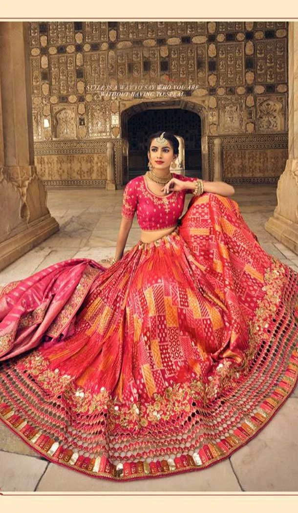 Pink Color Embroidery Work Banarasi Silk Wedding Wear Lehenga Choli -4531155267