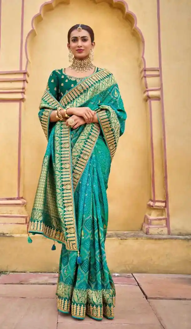 Sky Blue Color Dola Viscose Embroidery Work Traditional Wedding Wear Saree -4532155277