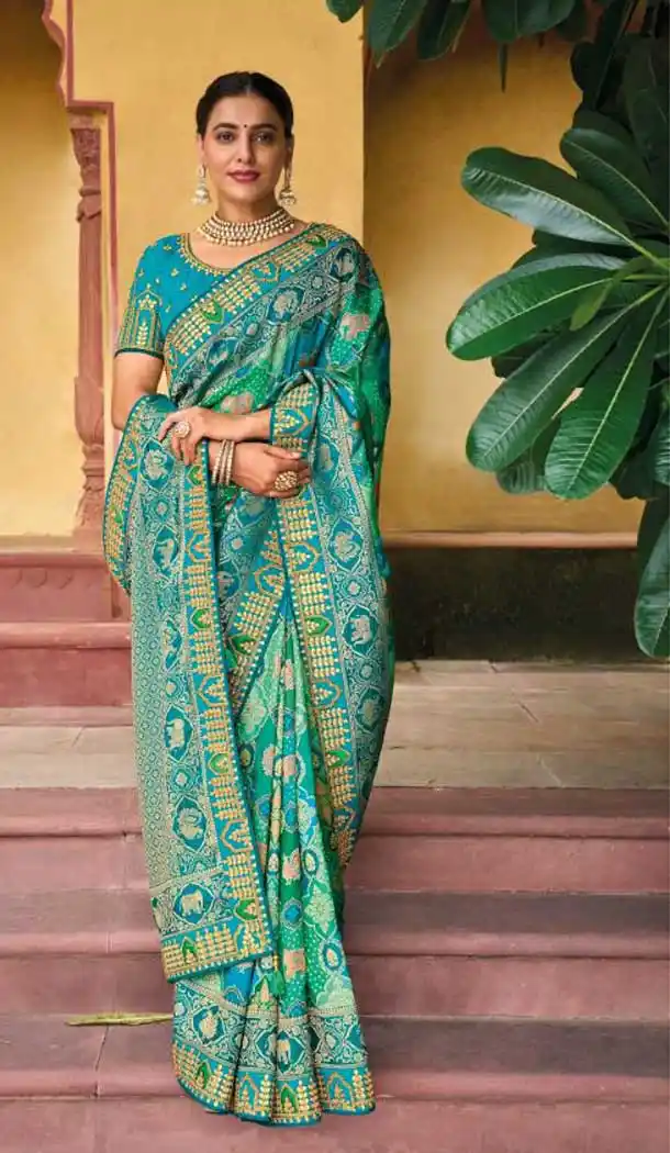 Sky Blue Color Dola Viscose Embroidery Work Traditional Wedding Wear Saree -4532155281