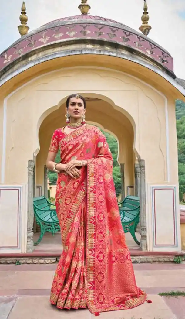 Pink Color Dola Viscose Embroidery Work Traditional Wedding Wear Saree -4532155282