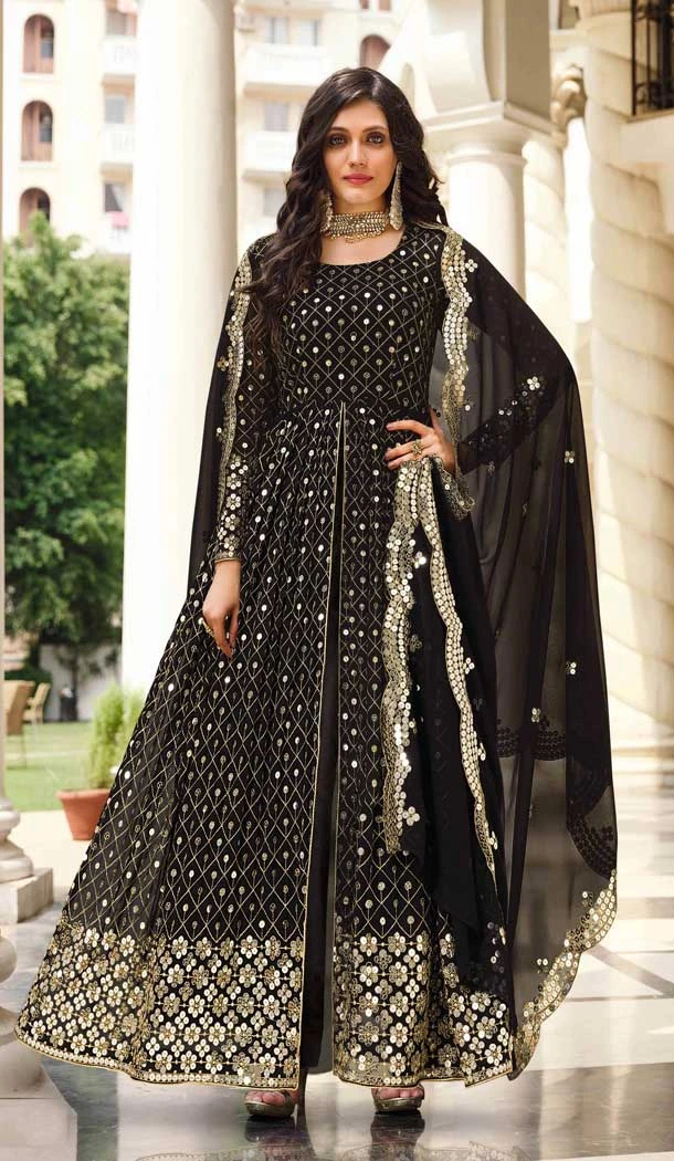 Black Color Sequence Work Georgette Party Wear Anarkali Salwar Suit -4514155108