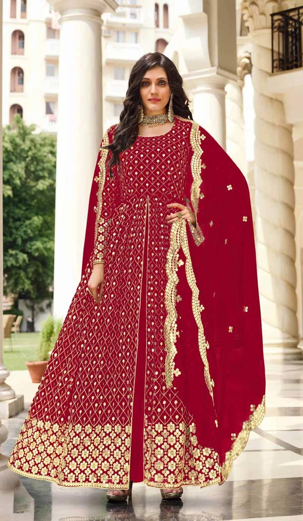 Red Color Sequence Work Georgette Party Wear Anarkali Salwar Suit -4514155111